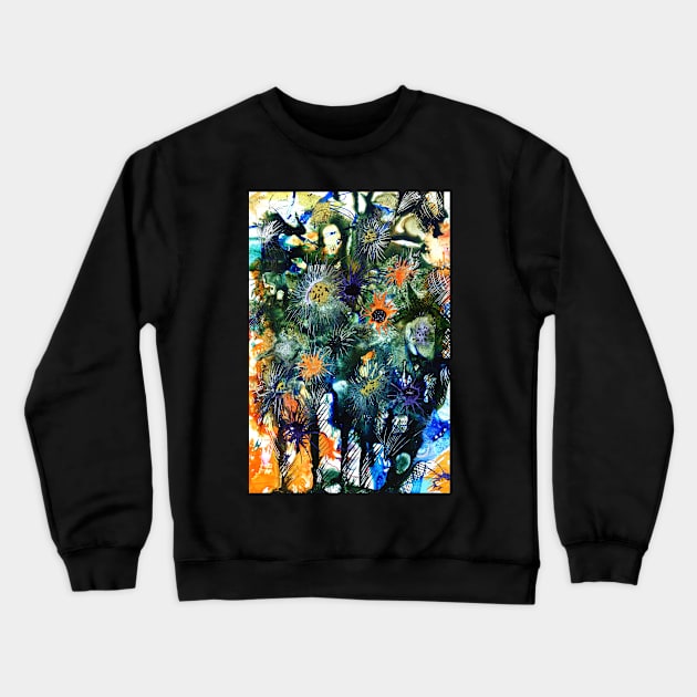 Ink Flowers Pattern 03 Original Version on Yupo Crewneck Sweatshirt by Heatherian